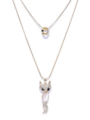 Cubic Zirconia Fox Chain Necklace - ChicMela