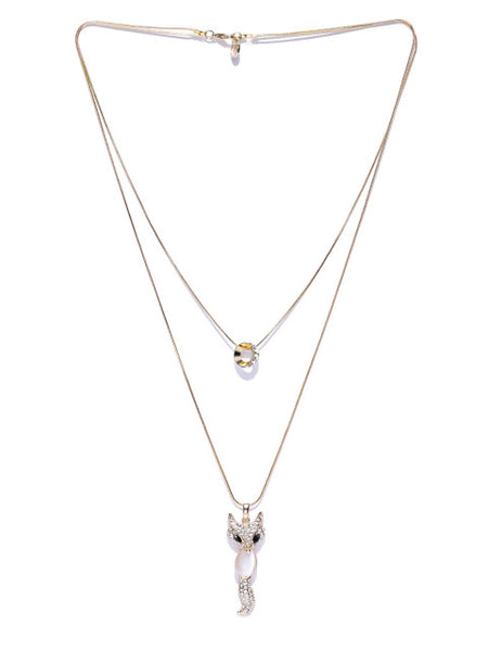 Cubic Zirconia Fox Chain Necklace - ChicMela