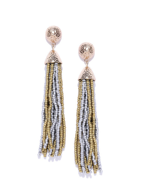 Contemporary Beaded Tassel in Gold and Silver