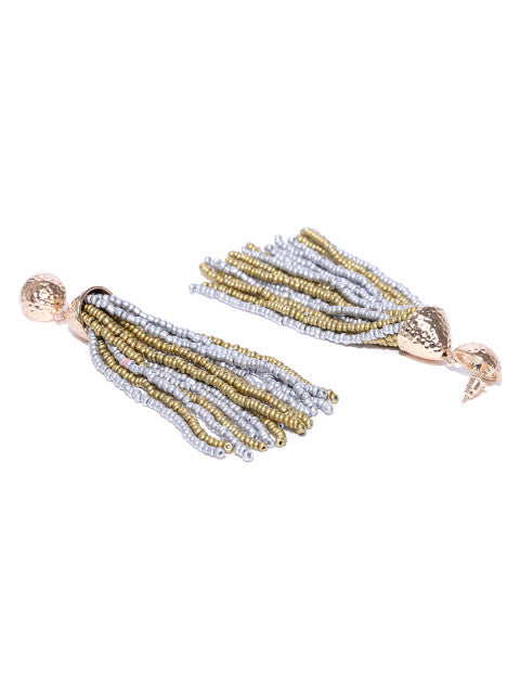 Contemporary Beaded Tassel in Gold and Silver - ChicMela