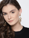 Gold Plated Dramatic Leaf Earrings - ChicMela