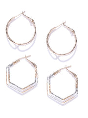 Gold and Silver Geometry Hoop Set - ChicMela