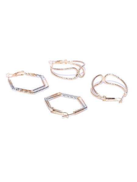 Gold and Silver Geometry Hoop Set - ChicMela