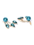 Detachable 2 in 1 Crystal & Pearl Stud-Emerald Green - ChicMela