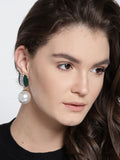 Pearl Drop Earrings- Dark Green - ChicMela