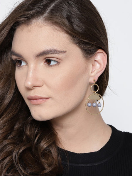 Geometry Grey Pearl Earrings - ChicMela