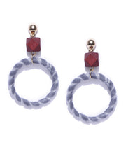 Wood and Velvet Grey Earrings - ChicMela