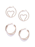 Hoop Set-Glitter Heart Hoop & Matte Gold Hoop - ChicMela