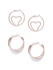 Hoop Set-Glitter Heart Hoop & Matte Gold Hoop - ChicMela