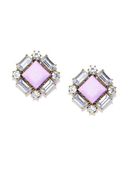 Lavender Square-cut Statement Earrings