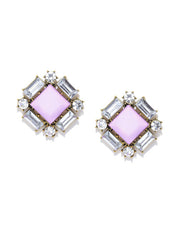 Lavender Square-cut Statement Earrings - ChicMela