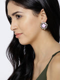 Lavender Square-cut Statement Earrings - ChicMela