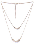 Cubic Zirconia Leaf Layered Necklace - ChicMela