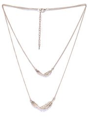 Cubic Zirconia Leaf Layered Necklace - ChicMela