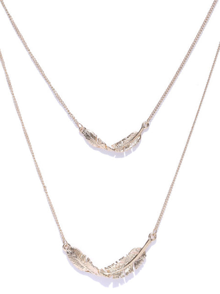 Cubic Zirconia Leaf Layered Necklace - ChicMela