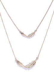 Cubic Zirconia Leaf Layered Necklace - ChicMela