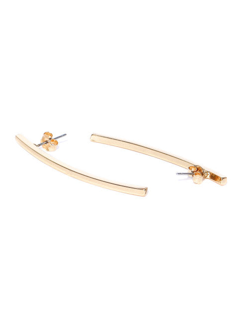 London-Linear 14k Rose Gold Plated Earrings - ChicMela