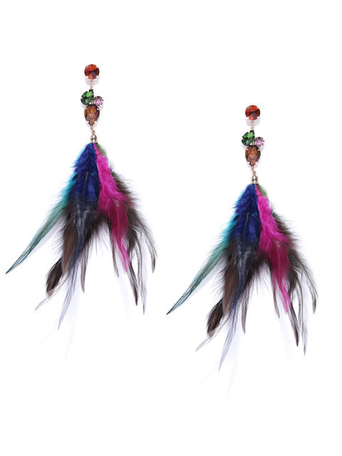 Luxe Crystal and Feather Drops - ChicMela