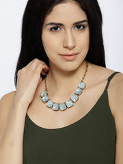 Semi-precious Luxe Opal Stone Necklace in Ocean Blue - ChicMela