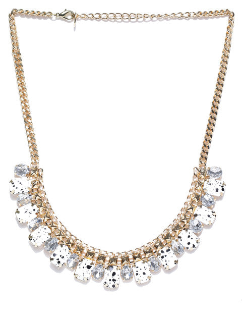 Marble Inspired Black and White Dotted Necklace - ChicMela