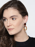 Luxe Mother of Pearl 18K Gold Plated Brown Earrings - ChicMela