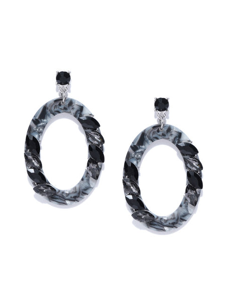Luxe Mother of Pearl Oval Drops-Black