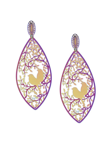 Love Birds in a Nest 3D Drop Earrings