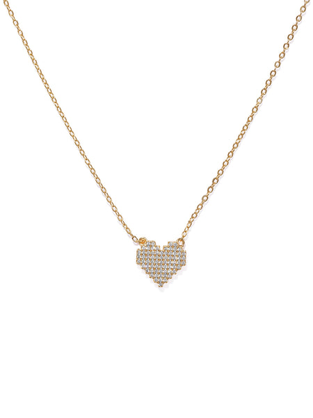 18k Plated Cubic Zirconia- Heart of Gold Pendant Necklace