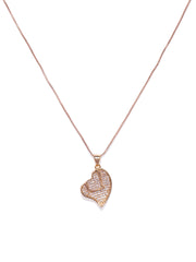 18k Cubic Zirconia Double Heart Pendant Gold Necklace - ChicMela