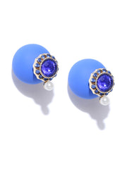 Double Sided Classic Studs- Navy Blue - ChicMela