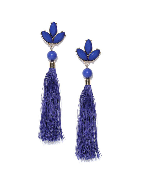 New York- Long Tassel Earrings- Navy blue