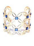 New York- Floral Motif 14k Gold Plated Cuff in Navy - ChicMela