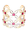 New York- Floral Motif 14k Gold Plated Cuff in Red - ChicMela
