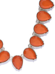 New York-Bold 18k Gold Plated Red Statement Necklace - ChicMela