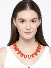New York-Bold 18k Gold Plated Red Statement Necklace - ChicMela