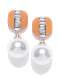 Pearl Drop Earrings- Orange - ChicMela