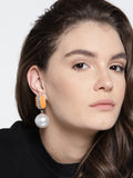 Pearl Drop Earrings- Orange - ChicMela