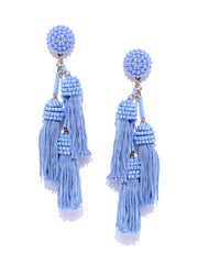 Three Layered Tassel Drops- Blue - ChicMela