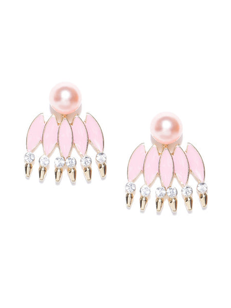 Detachable 2 in 1 Enamel & Pearl Stud Set-Pastel Pink