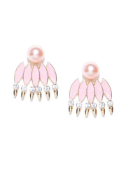 Detachable 2 in 1 Enamel & Pearl Stud Set-Pastel Pink - ChicMela