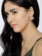 Detachable 2 in 1 Enamel & Pearl Stud Set-Pastel Pink - ChicMela