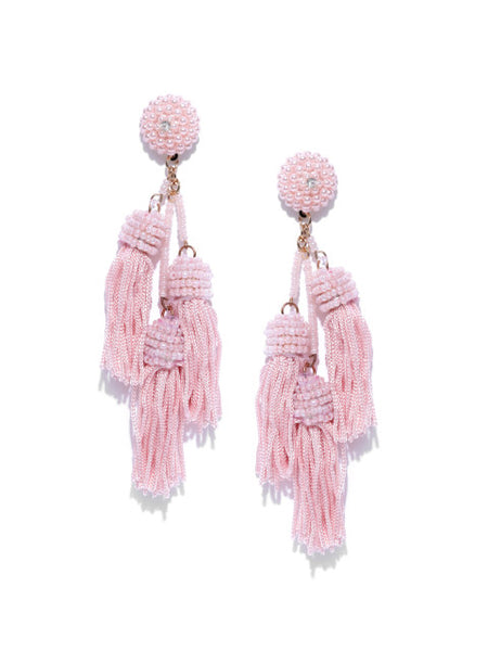 Three Layered Tassel Drops- Pink