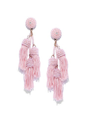 Three Layered Tassel Drops- Pink - ChicMela