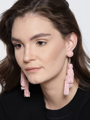 Three Layered Tassel Drops- Pink - ChicMela