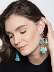 Quirky Sky Blue Tassel Earrings - ChicMela