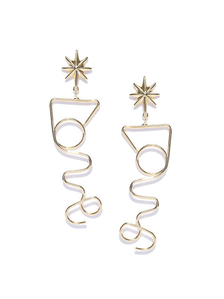 Quirky Geometry Gold Earrings
