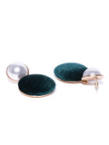 Velvet and Pearl Green Drop Earrings - ChicMela