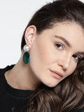 Velvet and Pearl Green Drop Earrings - ChicMela