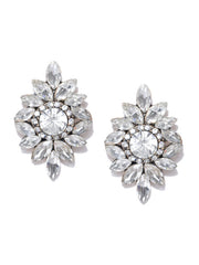 White Crystal Statement Studs - ChicMela