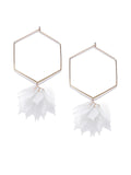 Hexagon Tropical Floral Hoops In White - ChicMela